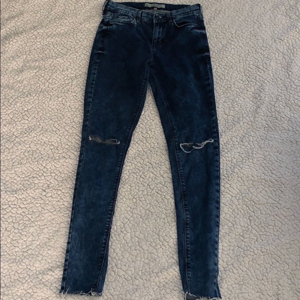 Topshop Moto Leigh Ripped Acid Wash Skinny Jeans
